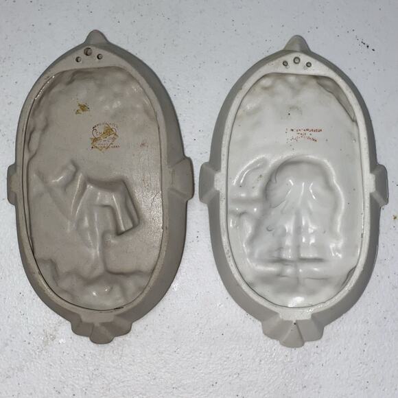 VTG Made In Occupied Japan Victorian Couples Bisque Wall Plaques Hangings Lot 5 - Picture 6 of 15